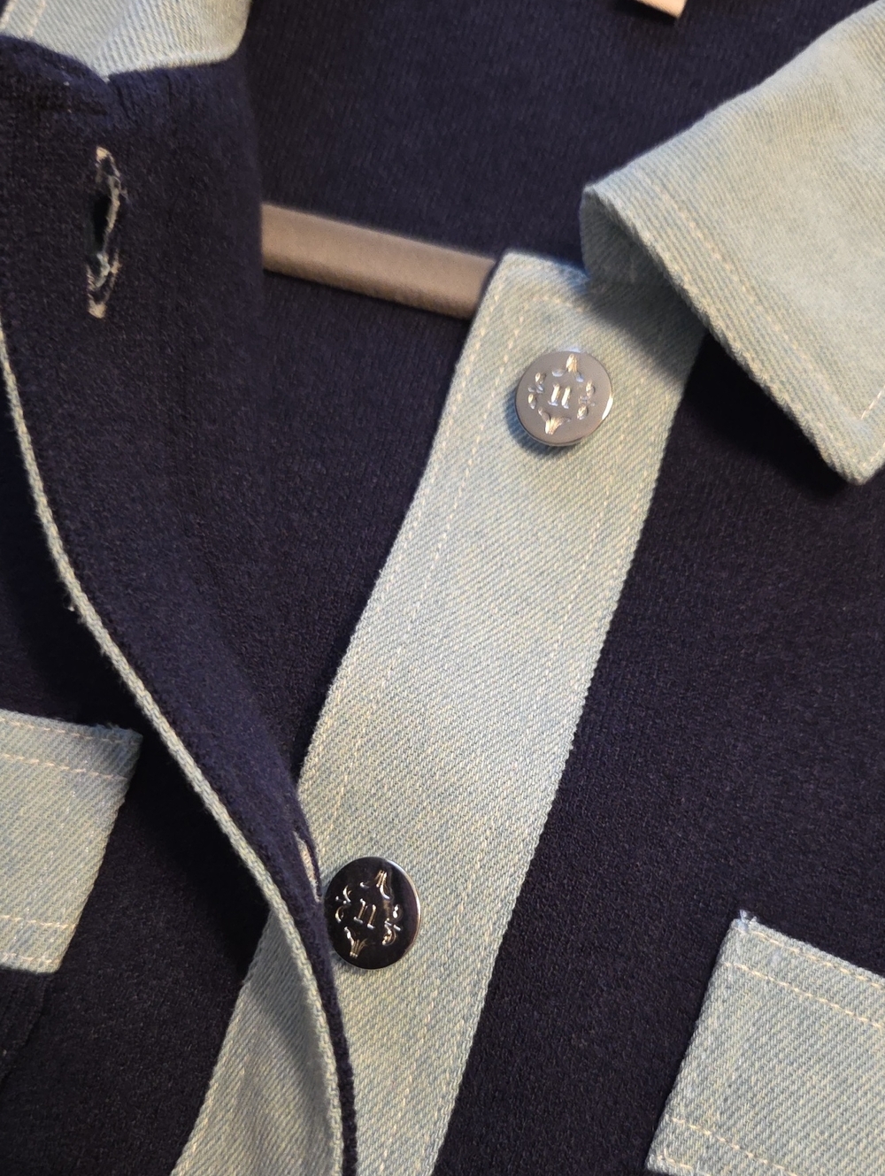 NWT " Nanette Lepore" Denim Trim Cropped Cardigan Woman's Size Large or X-Large - Picture 5 of 8